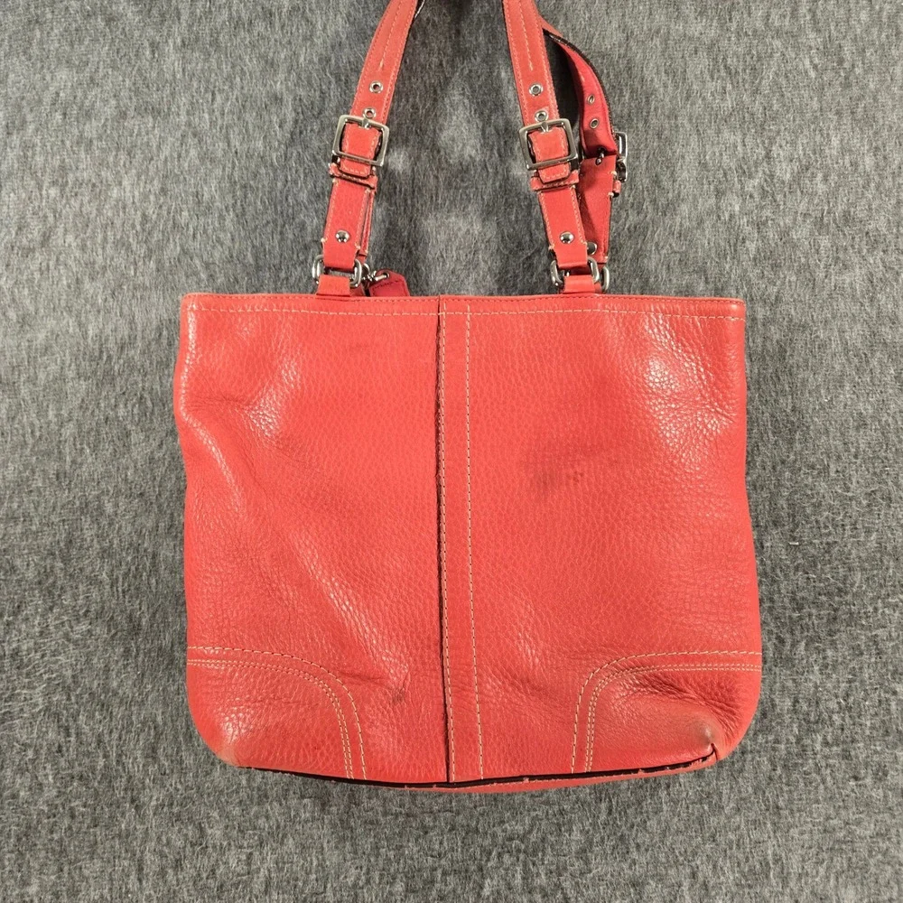 Coach Hamilton Pebbled Leather Tote Bag‎ Womens Coral/Orange F13089 Slouch